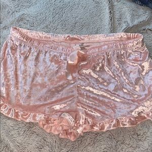 Pink velvet shorts